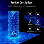 LED Rose Crystal Diamond Table Lamp USB Charging Touch Lamp With Remote Control. Best birthday gift - Image 2