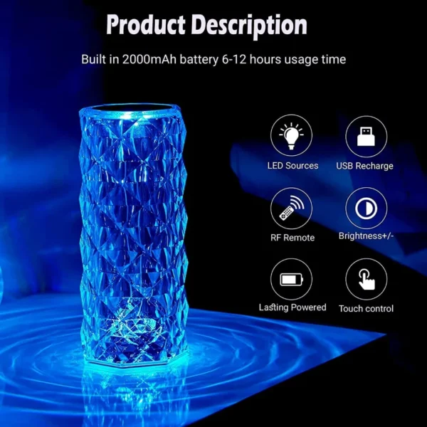 product_image-711gnpclmrl_sl1500_-1491.webp LED Rose Crystal Diamond Table Lamp USB Charging Touch Lamp With Remote Control. Best birthday gift