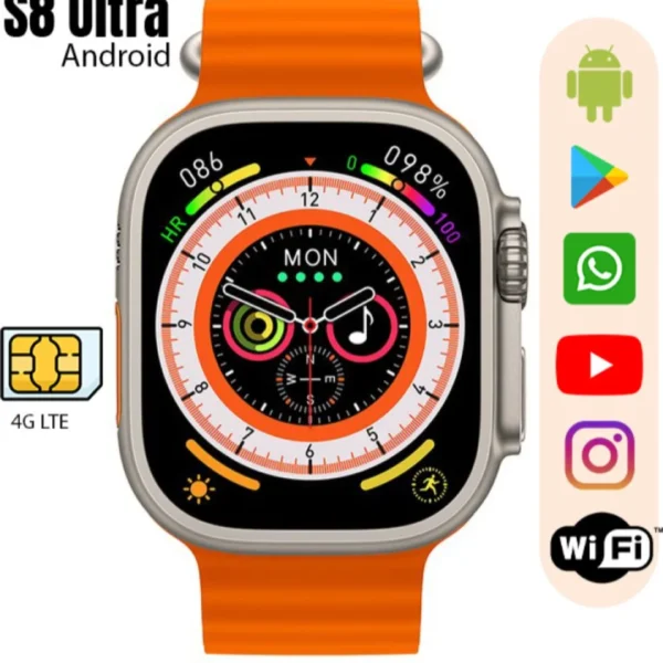 product_image-baff78d669246af12450a9b69d08b13c-4580.webp Premium S8 Ultra Smart Watch with 4G SIM, Bluetooth Calling, Google Maps, Facebook, YouTube | Buy in Nepal