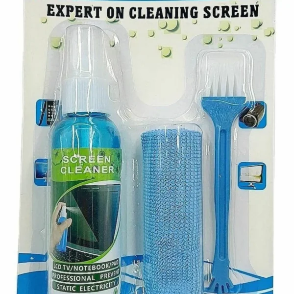 3 in 1 Screen Cleaner with Micro Fiber Cloth and Brush Cleaning Set Cleaning Kit Laptop LCD Screen Cleaning Camera Lens