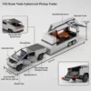 Tesla Cybertruck Trailer Camper 1:32 Diecast Scale Model - Black