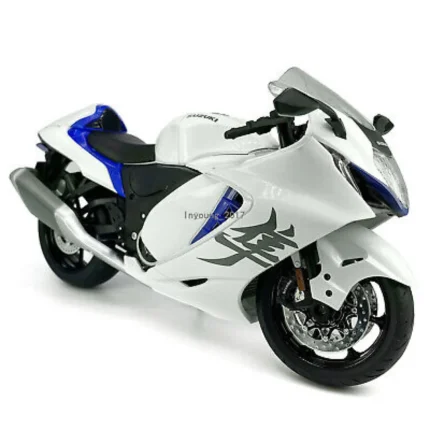 1:9 Scale Suzuki Hayabusa 2023 Diecast Motorcycle Model Toy with Light - White | TechRex Np
