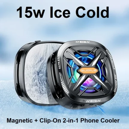 15W FS05 Mobile Phone Cooler Fan – Semiconductor Cooling, Magnetic Clamp, Digital Display – Strong Heat Dissipation for Gaming (Compatible with Android/iPhone)