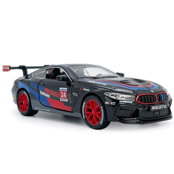 m4 1:32 BMW M4 Metal Track Edition Diecast Model Car – Pull-Back, Lights & Sound (Black/White)