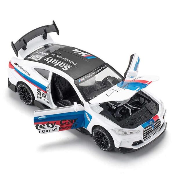 51YiuKFTfBL 1:32 BMW M4 Metal Track Edition Diecast Model Car – Pull-Back, Lights & Sound (Black/White)