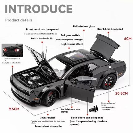 Buy 1:32 Dodge Hellcat Diecast Model Car – Metal Alloy Body, Lights & Sound, Pull-Back Action | Best Price in Nepal