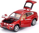 1:32 BMW X6 Diecast Model Car – Metal Body, Pull-Back, Lights & Sound (Red)