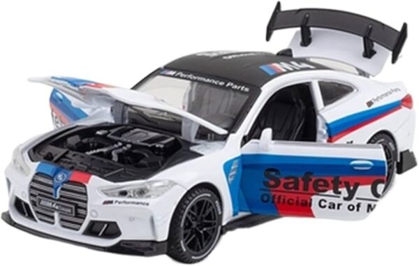 61hyLEZyXRL._AC_UF894,1000_QL80_ 1:32 BMW M4 Metal Track Edition Diecast Model Car – Pull-Back, Lights & Sound (Black/White)