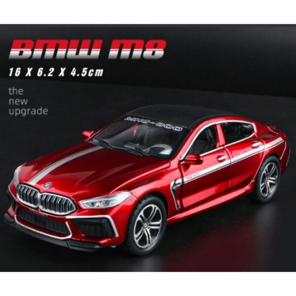 S9496886e509c4081afd4954d3e1498d9Y 1:32 BMW M8 MANHART Diecast Model Car – Metal Body, Pull-Back, Lights & Sound (Red/Green)