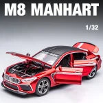 1:32 BMW M8 MANHART Diecast Model Car – Metal Body, Pull-Back, Lights & Sound (Red/Green)