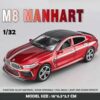 images 1:32 BMW M8 MANHART Diecast Model Car – Metal Body, Pull-Back, Lights & Sound (Red/Green)