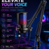 Oneleader ME6S Gaming Microphone – USB-A Wired Condenser Mic with Cardioid Pickup for Podcasting, Streaming & Recording