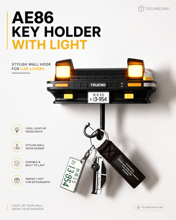 AE86 Key Holder with Light – Black JDM Car Key Holder for Car Lovers, Anime Fans & Collectors