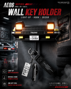 AE86 Key Holder with Light – Black JDM Car Key Holder for Car Lovers, Anime Fans & Collectors