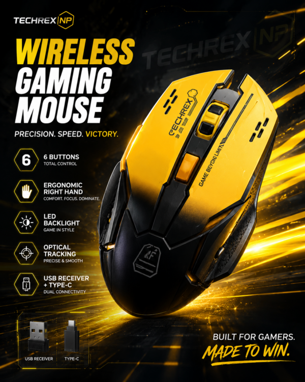 ChatGPT Image May 25, 2026, 10_40_16 AM (1) Wireless Gaming Mouse – Black & Yellow 6-Button Optical Mouse with LED Backlight, USB Receiver & Type-C Cable