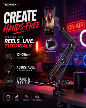 ChatGPT Image May 25, 2026, 10_55_01 AM (3) Desktop Mobile Stand with Clip & Base – Adjustable Phone & Tablet Holder for Desk, Recording, Study & Live Streaming