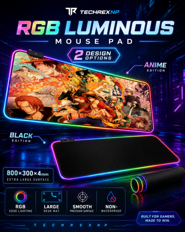 RGB Luminous Computer Mouse Pad – Large 800×300mm LED Gaming Desk Mat for Keyboard & Mouse Setup
