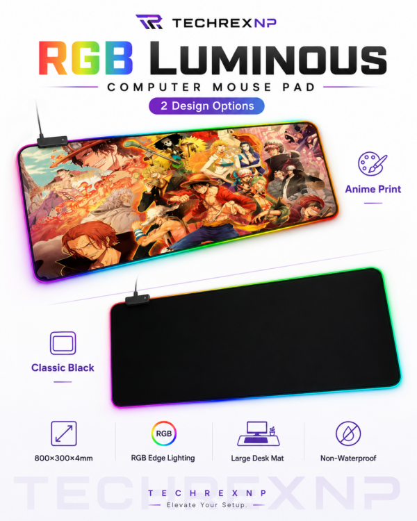 RGB Luminous Computer Mouse Pad – Large 800×300mm LED Gaming Desk Mat for Keyboard & Mouse Setup