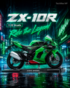 JiaYe Kawasaki Ninja ZX-10R-Style 1:12 Diecast Model Bike – Green Sport Motorcycle Collectible for Riders, Gifts & Desk Display