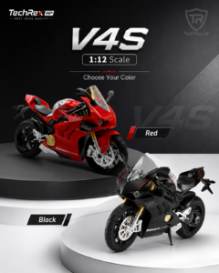 HuaYi Ducati Panigale V4S-Style 1:12 Diecast Model Bike – Black & Red Sport Motorcycle Collectible for Riders, Gifts & Desk Display