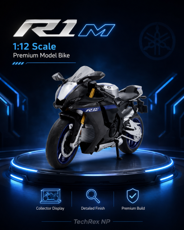 ChatGPT Image May 27, 2026, 07_52_44 PM (1) Makeda Yamaha YZF-R1M-Style 1:12 Diecast Model Bike – Black & White Sport Motorcycle Collectible for Riders, Gifts & Desk Display