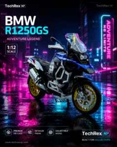 CCA BMW R1250GS-Style 1:12 Diecast Model Bike – Blue Adventure Motorcycle Collectible for Riders, Gifts & Desk Display