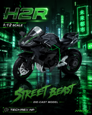 HuaYi Kawasaki Ninja H2R-Style 1:12 Diecast Model Bike – Black Superbike Motorcycle Collectible for Riders, Gifts & Desk Display