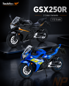 HuaYi Suzuki GSX250R-Style 1:12 Diecast Model Bike – Black & Blue Sport Motorcycle Collectible for Riders, Gifts & Desk Display