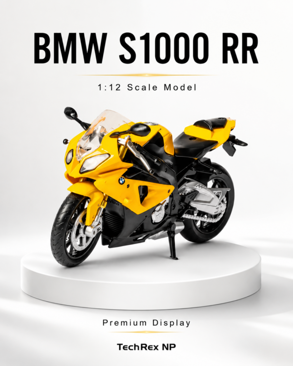 CCA BMW S1000 RR-Style 1:12 Diecast Model Bike – Black & Yellow Sport Motorcycle Collectible for Riders, Gifts & Desk Display