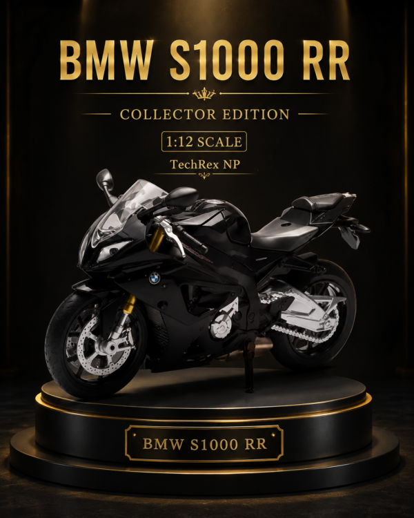 CCA BMW S1000 RR-Style 1:12 Diecast Model Bike – Black & Yellow Sport Motorcycle Collectible for Riders, Gifts & Desk Display