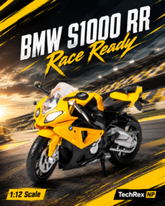 CCA BMW S1000 RR-Style 1:12 Diecast Model Bike – Black & Yellow Sport Motorcycle Collectible for Riders, Gifts & Desk Display