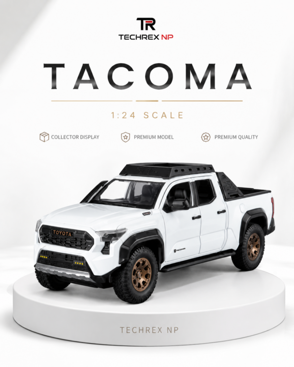 ZhiGuan Toyota Tacoma-Style 1:24 Diecast Model Pickup – White & Brown Large Scale Alloy Off-Road Truck for Collectors & Gifts