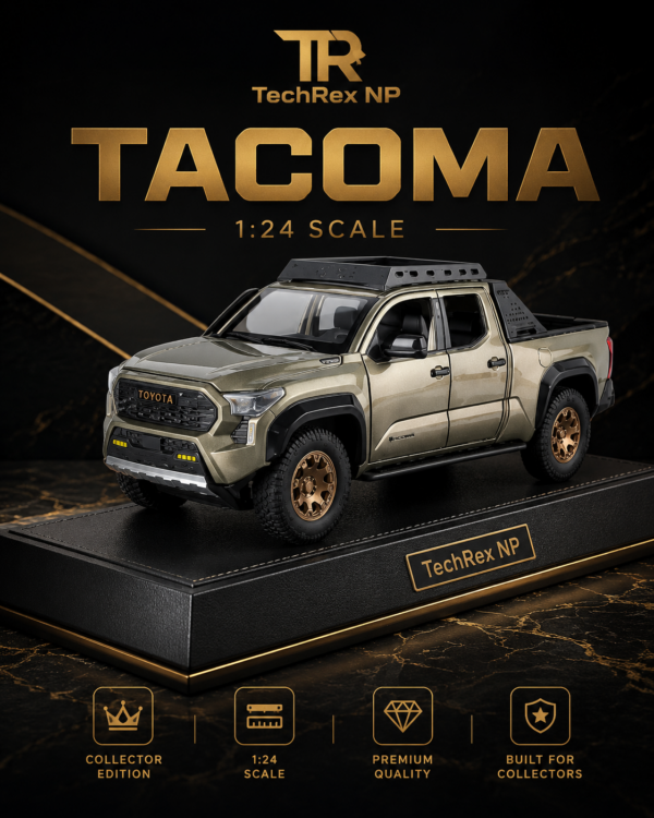 ZhiGuan Toyota Tacoma-Style 1:24 Diecast Model Pickup – White & Brown Large Scale Alloy Off-Road Truck for Collectors & Gifts