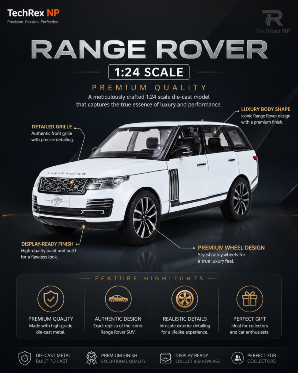 QiYi Range Rover-Style 1:24 Diecast Model SUV – White Large Scale Alloy Luxury Off-Road Collectible for Gifts & Desk Display