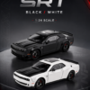 CheZhi Dodge Challenger SRT Hellcat-Style 1:24 Diecast Model Car – Black & White Muscle Car Collectible