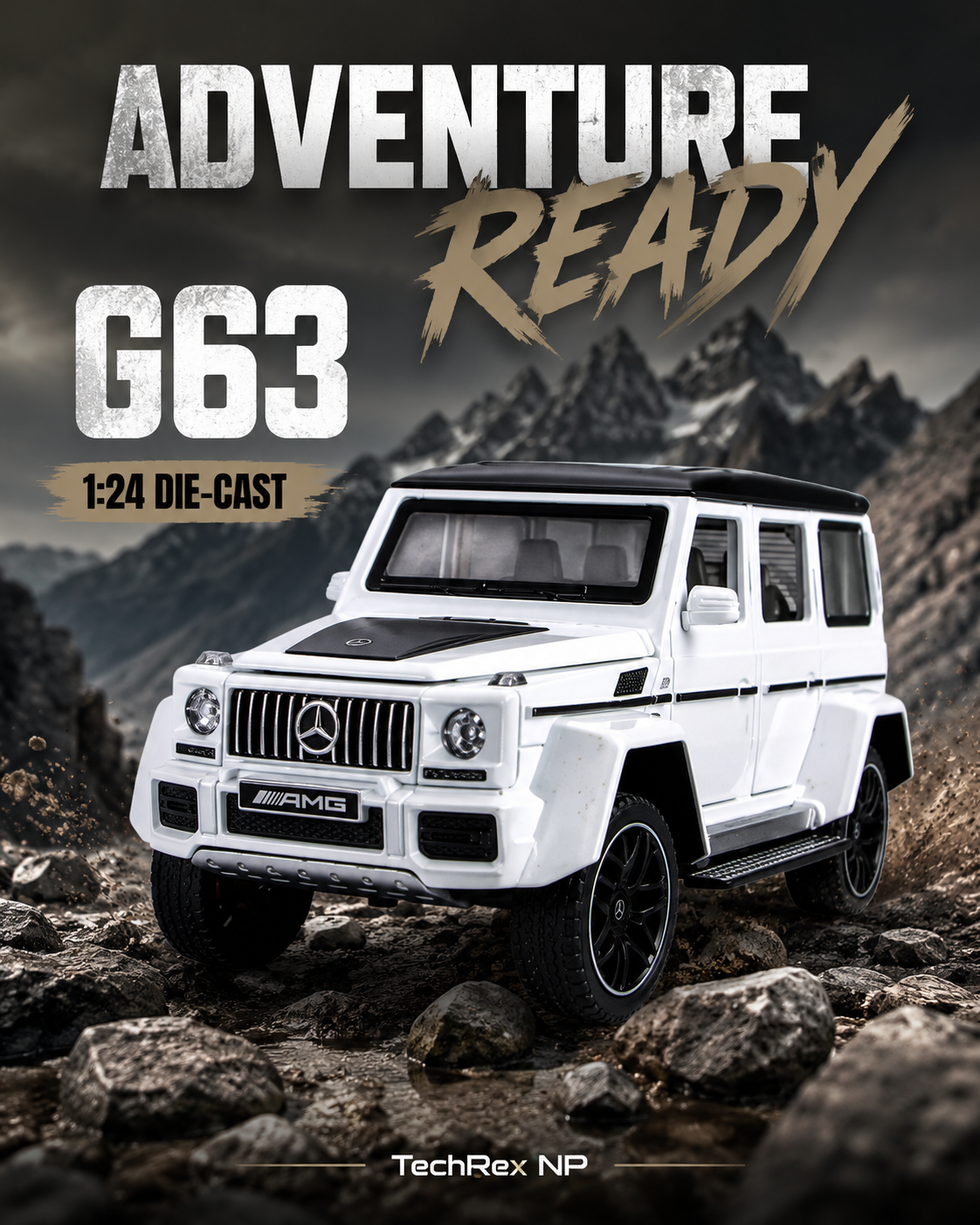 XHD Mercedes-AMG G63-Style 1:24 Diecast Model SUV – White Large Scale Alloy G-Wagon Collectible for Gifts, Desk Decor & Display