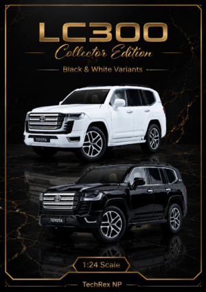 ZhiGuan Toyota Land Cruiser LC300-Style 1:24 Diecast Model SUV – Black & White Large Scale Alloy Collectible Off-Road Car for Gifts & Display