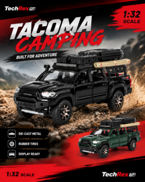 ChatGPT Image May 27, 2026, 10_52_44 PM (6) Chimei Toyota Tacoma Camping-Style 1:32 Diecast Model Pickup – Black & Green Alloy Adventure Truck for Collectors, Gifts & Desk Display