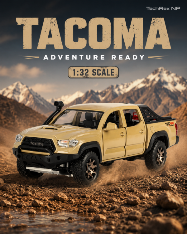 Chimei Toyota Tacoma-Style 1:32 Diecast Model Pickup – Black White Sand Alloy Collectible Off-Road Truck for Gifts & Display