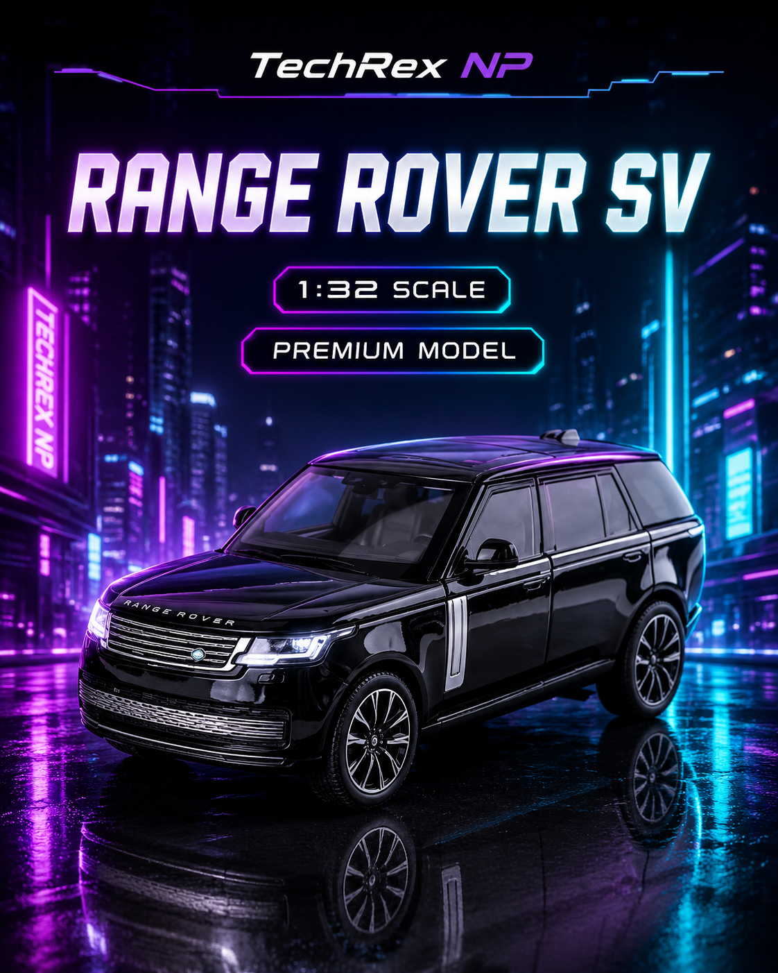 Range Rover SV-Style 1:32 Alloy Diecast SUV Model Car – Pull-Back Toy with Light, Sound Openable Doors