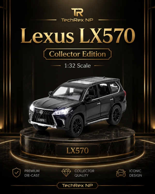 JiaYe Lexus LX570-Style 1:32 Diecast Model SUV – Black Alloy Luxury Off-Road Collectible Car for Gifts, Desk Decor & Collectors