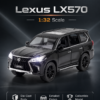 JiaYe Lexus LX570-Style 1:32 Diecast Model SUV – Black Alloy Luxury Off-Road Collectible Car for Gifts, Desk Decor & Collectors