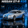 ChatGPT Image May 27, 2026, 11_13_27 PM (1) JLF Nissan Skyline GT-R R34-Style 1:32 Diecast Model Car – White & Blue Alloy JDM Collectible Sports Car for Gifts & Display