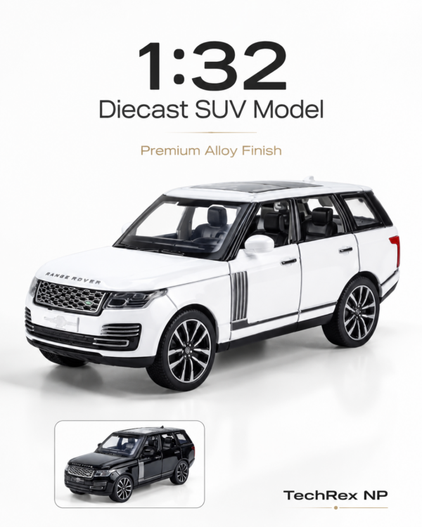 QiYi Range Rover-Style 1:32 Diecast Model SUV – Black & White Alloy Collectible Luxury Off-Road Car for Gifts, Desk Decor Collectors