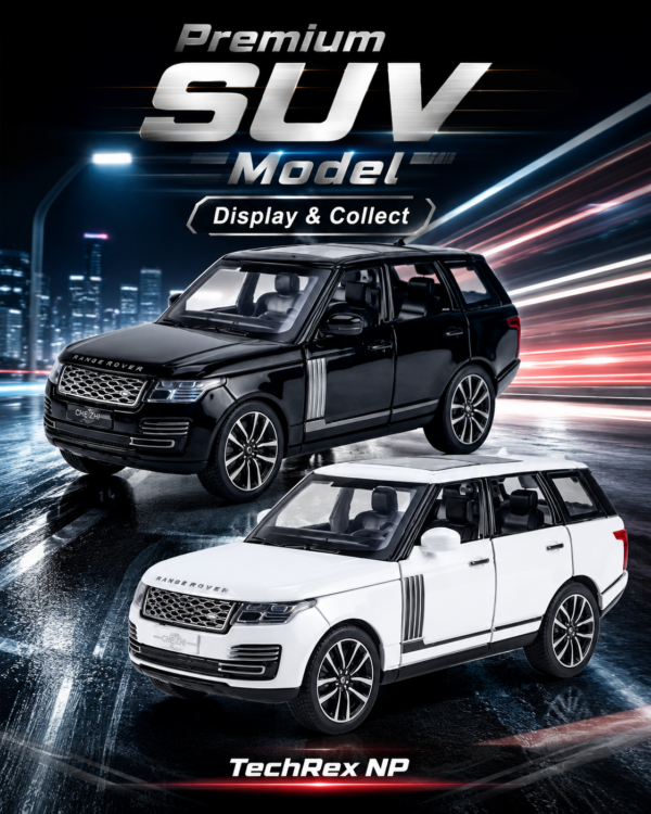 QiYi Range Rover-Style 1:32 Diecast Model SUV – Black & White Alloy Collectible Luxury Off-Road Car for Gifts, Desk Decor Collectors