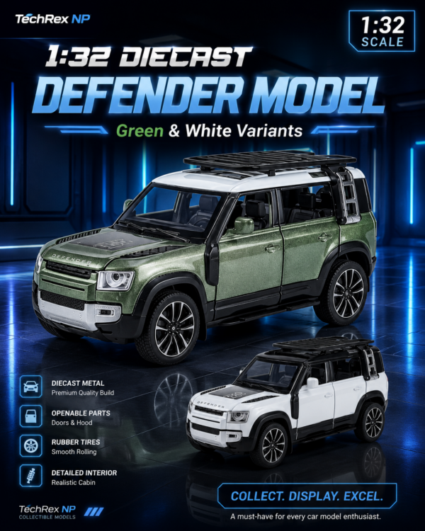 QiYi Land Rover Defender-Style 1:32 Diecast Model SUV – Green & White Alloy Collectible Off-Road Car for Gifts, Desk Decor & Collectors