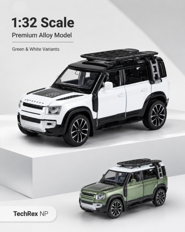 QiYi Land Rover Defender-Style 1:32 Diecast Model SUV – Green & White Alloy Collectible Off-Road Car for Gifts, Desk Decor & Collectors