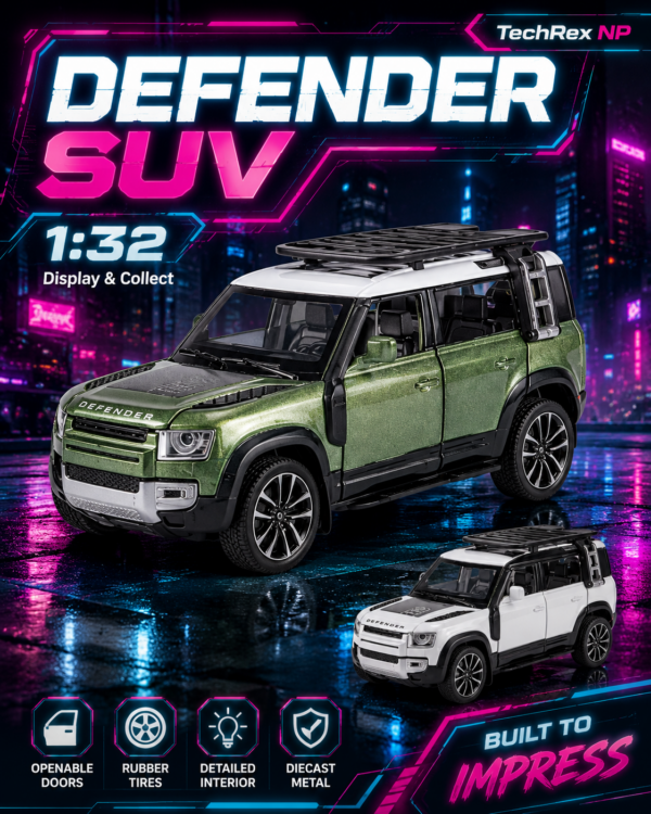 QiYi Land Rover Defender-Style 1:32 Diecast Model SUV – Green & White Alloy Collectible Off-Road Car for Gifts, Desk Decor & Collectors