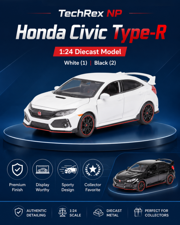 ChatGPT Image May 28, 2026, 09_36_22 AM (6) JianYuan Honda Civic Type R-Style 1:32 Diecast Model Car – White & Black Alloy Collectible Hot Hatch Sports Car for JDM Fans & Gifts