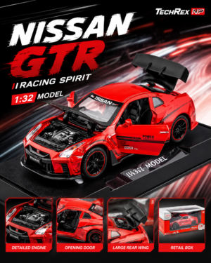JiaYe Nissan GT-R R35-Style 1:32 Diecast Model Car – Premium Red/White Collectible Sports Car Display Model for GT-R Fans